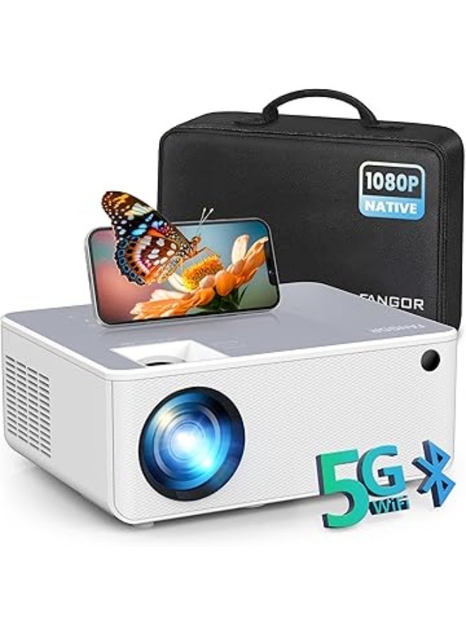 1080P HD WiFi Bluetooth Projector, 5500 Lumens, Portable Movie Projector, Compatible with TV Stick, HDMI, VGA, USB, Laptop, iPhone, Android - Image 1